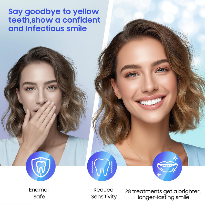 [Australia] - Teeth Whitening Strips 56 Strips - 28 Treatments,Peroxide & Sensitivity Free,Enamel Safe with Soothing Natural Ingredients for Deep Stains Removal 