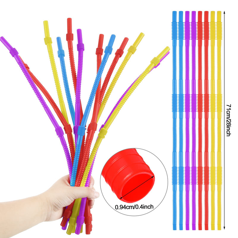 [Australia] - Geiserailie 12 Pieces Flexible Drinking Straws Extra Long Bendy Plastic Straws for Party Camping Limited Mobility Situations Dishwasher(Red, Yellow, Blue, Purple, 28 Inches) Red, Yellow, Blue, Purple 
