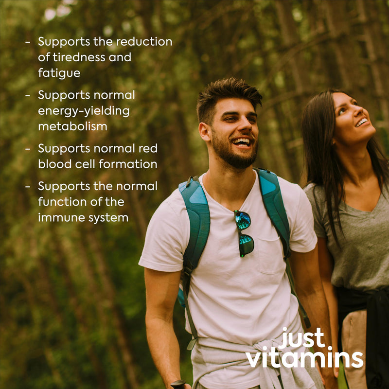 Vitamin B12 High Strength 1000mcg | 180 Vegan Tablets | Supports Energy, Metabolism & Reduces Fatigue | Blackcurrant Flavoured Sublingual Tablets | UK Made - Just Vitamins