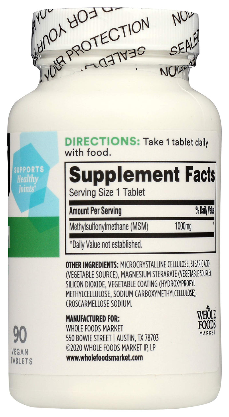 [Australia] - 365 by Whole Foods Market, MSM 1000Mg, 90 Tablets 90 Count (Pack of 1) 