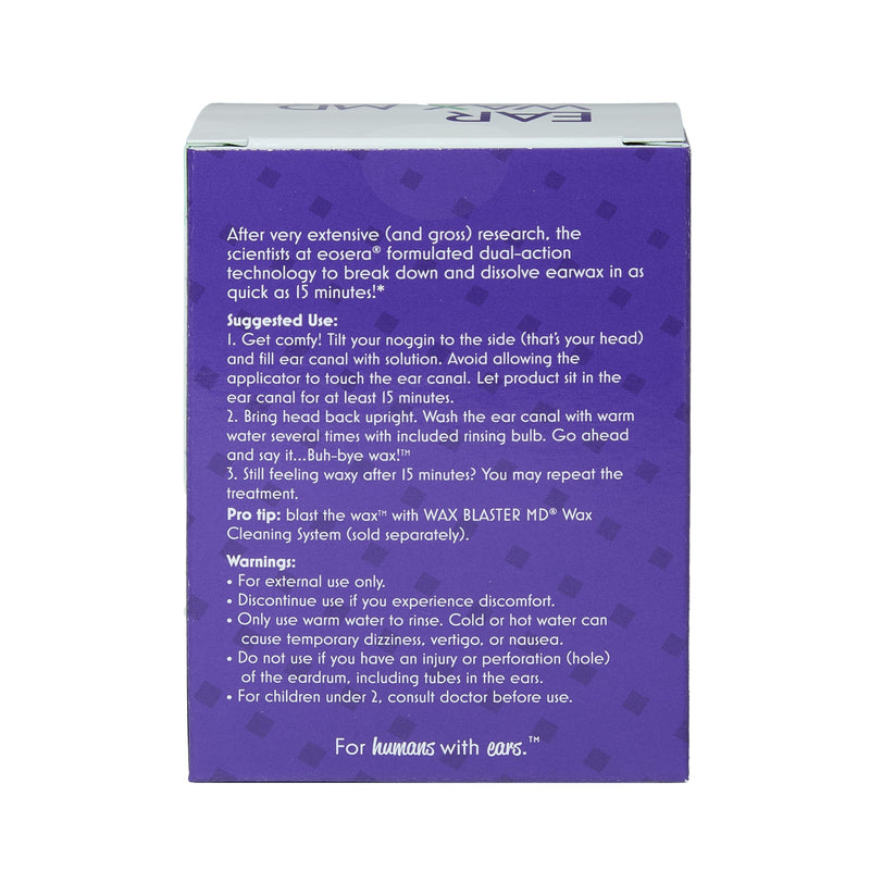 [Australia] - EOSERA Ear Wax MD Kit - Fast-Acting Ear Wax Removal Drops | Breaks Down & Dissolves Wax in Just 1 Treatment | Clinically Proven | Gentle & Safe | Includes Rinsing Bulb | 15mL 