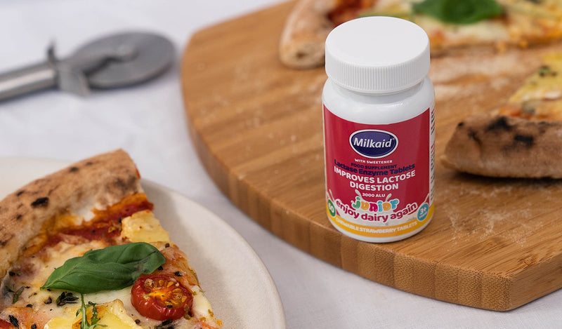 [Australia] - Milkaid Junior Lactase Enzyme Chewable Tablets Lactase Drops for Lactose Intolerance Relief | Prevents Gas, Bloating, Diarrhea in Children | Fast Acting Dairy Digestive Supplement | 