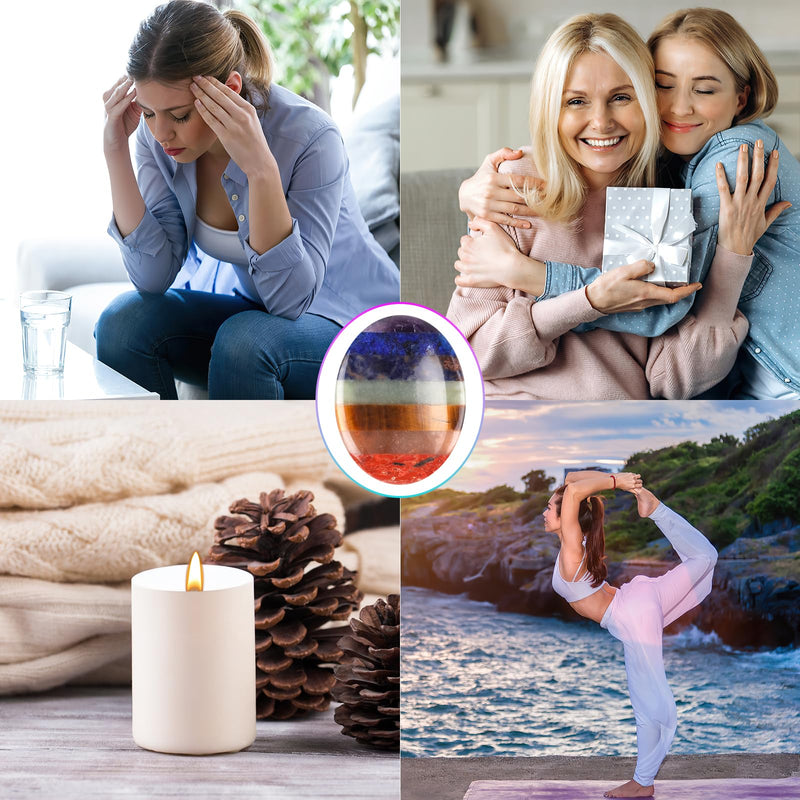 [Australia] - Chakra Crystals Stone, Thumb Worry Gemstones Healing Stones, Natural Polished Oval Hand Flatterer Stone, for Meditation Yoga Relief Collecting 