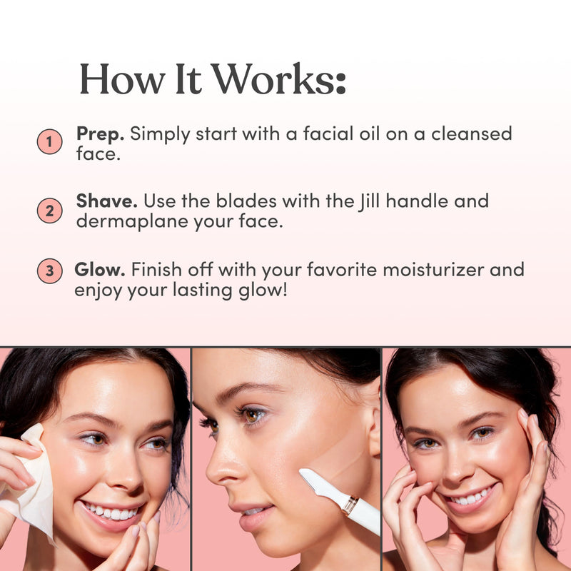 [Australia] - Dermaplane Razor Refills by Jill Razor | 8 Single-Use Dermaplane Refill Blades for 8 Shaves | Requires Jill V1 Starter Kit Purchased Separately | Refills Not For V2 Kits 