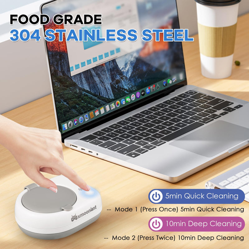 [Australia] - Mxmoonant Wireless Braces Cleaner, 2000mAh Rechargeable, 50kHz, 80ml, 360g, 18W, 5V2A, with Retainer Case & Mini Brush, Suitable for Travel, Business Trips, Office 