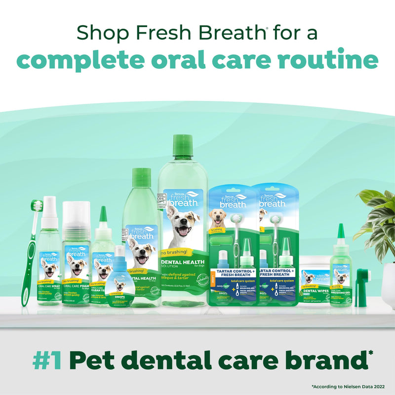 TropiClean Fresh Breath No Brush Total Care Kit | Dog Dental Hygiene| Dog Teeth Cleaning Made Easy | Water Additive No Brushing Toothpaste for Dogs - PawsPlanet Australia