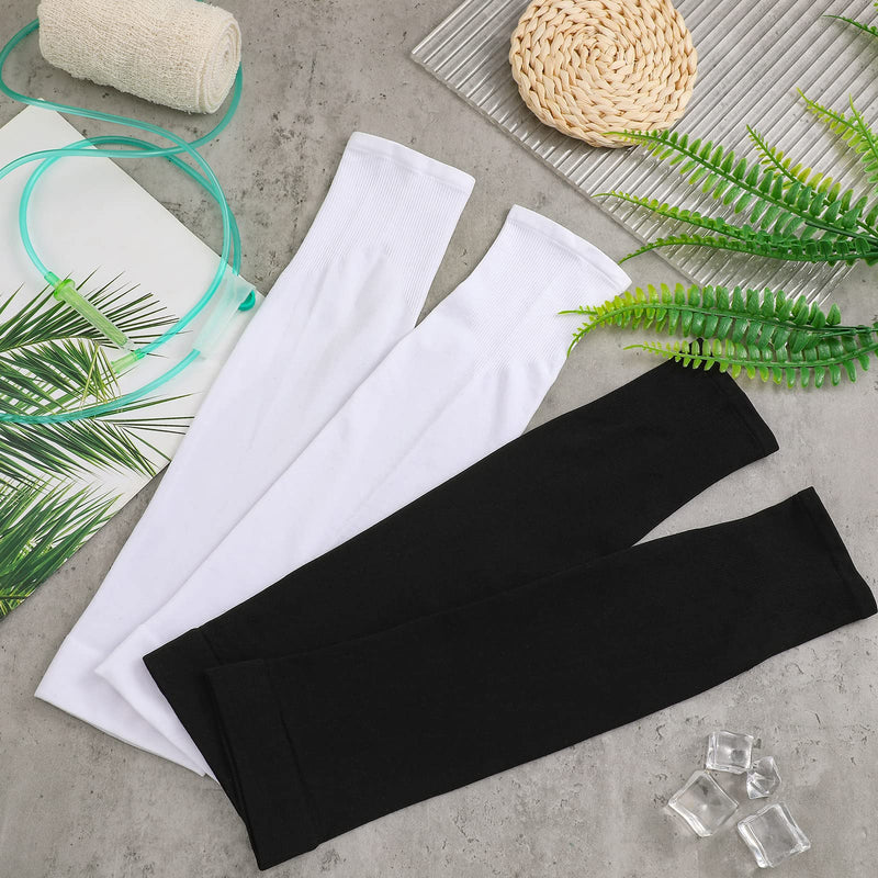 [Australia] - Boao 4 Pcs Picc Line Sleeve Cover for Upper Arm Medical Thin Compression Elastic Breathable Nursing Sleeve for Women Men(Black and White) Black and White 