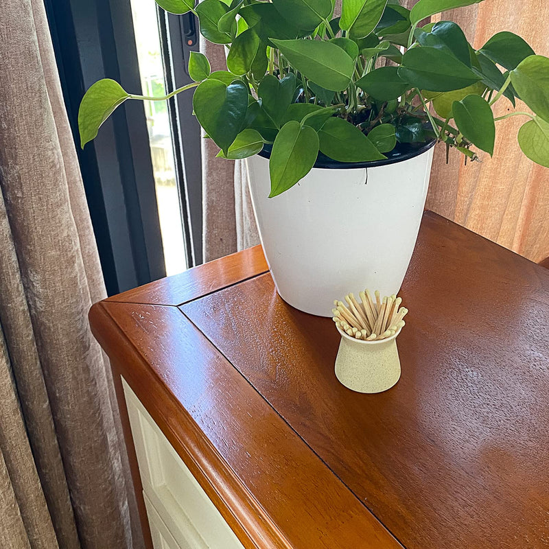 [Australia] - 2 Pack Match Holder with 6 Pcs Strikers, Handmade Ceramic Match Box for All Matches, Cute Home Decor Match Jar with Striker for Candle, Fireplace, Parlor. (Sold without Matches) (Off White) Off White 