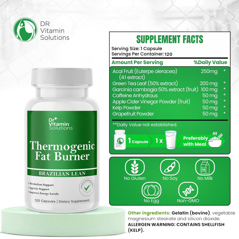 Thermogenic Fat Burner for Women and Men, 120 Count (4 Month Supply) - Appetite Suppressant for Weight Loss, Belly Fat Burner, Green Tea, Energy & Metabolism Booster, Diet Pills, Non-GMO Made in USA 120 Count (Pack of 1)