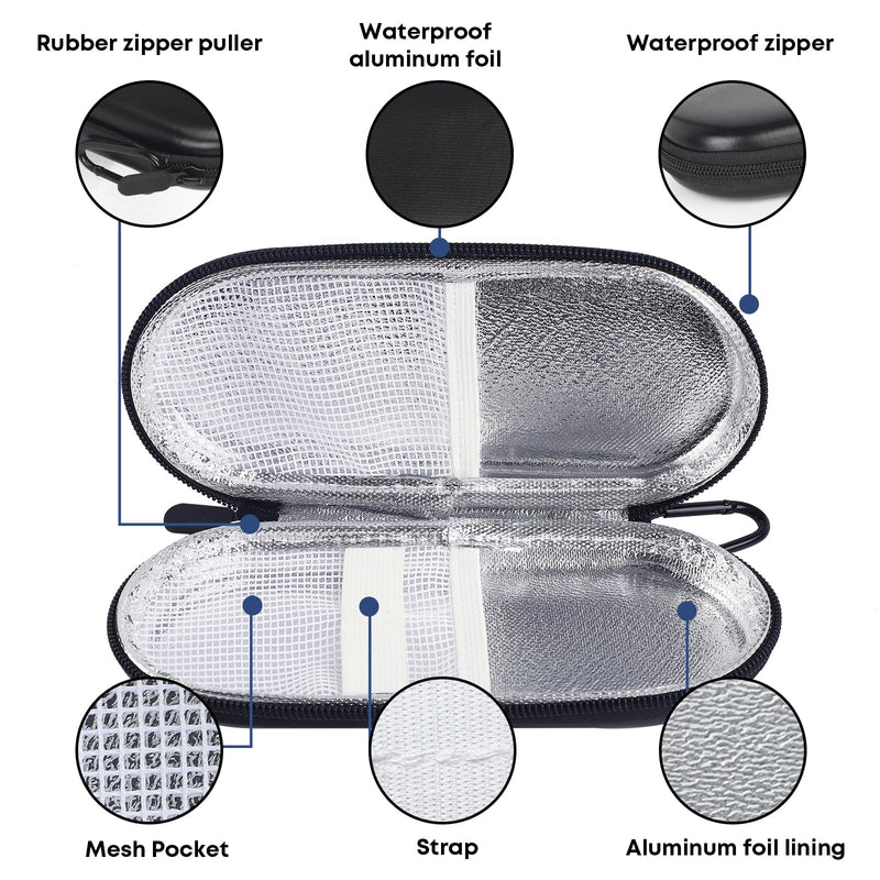 [Australia] - MOSLA Insulin Cooler Travel Case for Diabetic Organize Medication Insulated Cooling Bag with 2 Ice Packs for Insulin Pens and Other Diabetic Supplies Black 