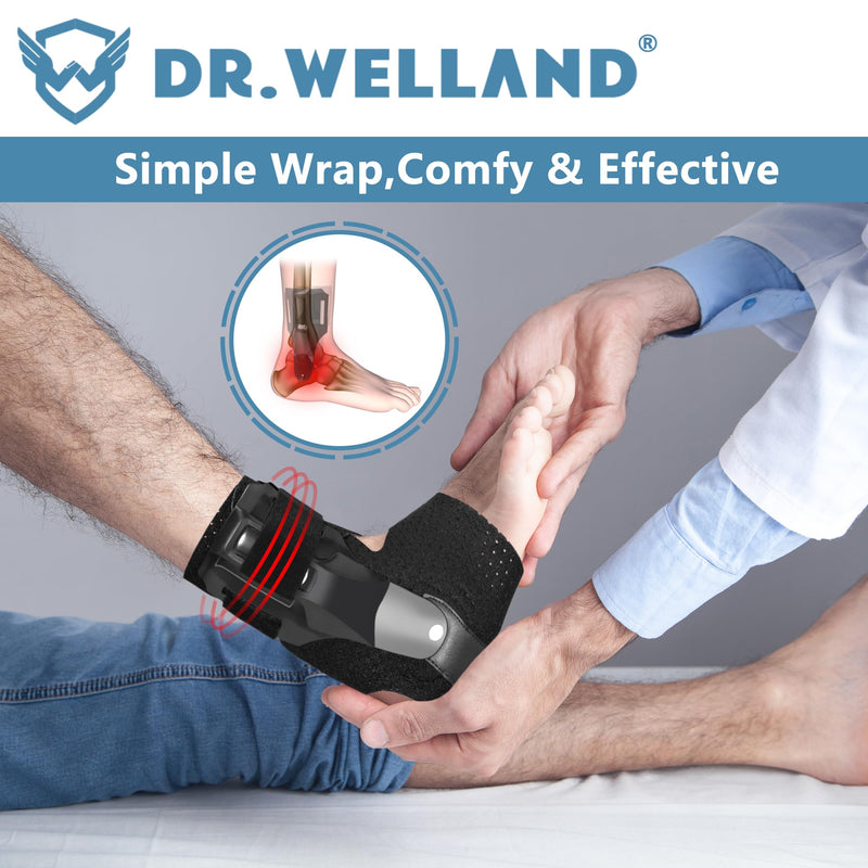 Dr.Welland Ankle Brace with Side Stabilizers -Adjustable Ankle Support for Sprains, Sports Injuries, Plantar Fasciitis, Injury Recovery, Best Ankle Support for Running, Basketball, Volleyball (Medium) Medium