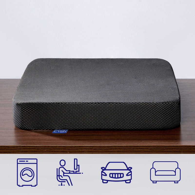 [Australia] - CYLEN Ifoam Gel Infused Memory Foam Layer Wheelchair Cushion - Seat Cushion for Wheelchair-Office Chair, Kitchen Chair, Car Seats-Pressure Sore and Tailbone Pain Relief-High Dense Polyfoam Base(Black) Black 