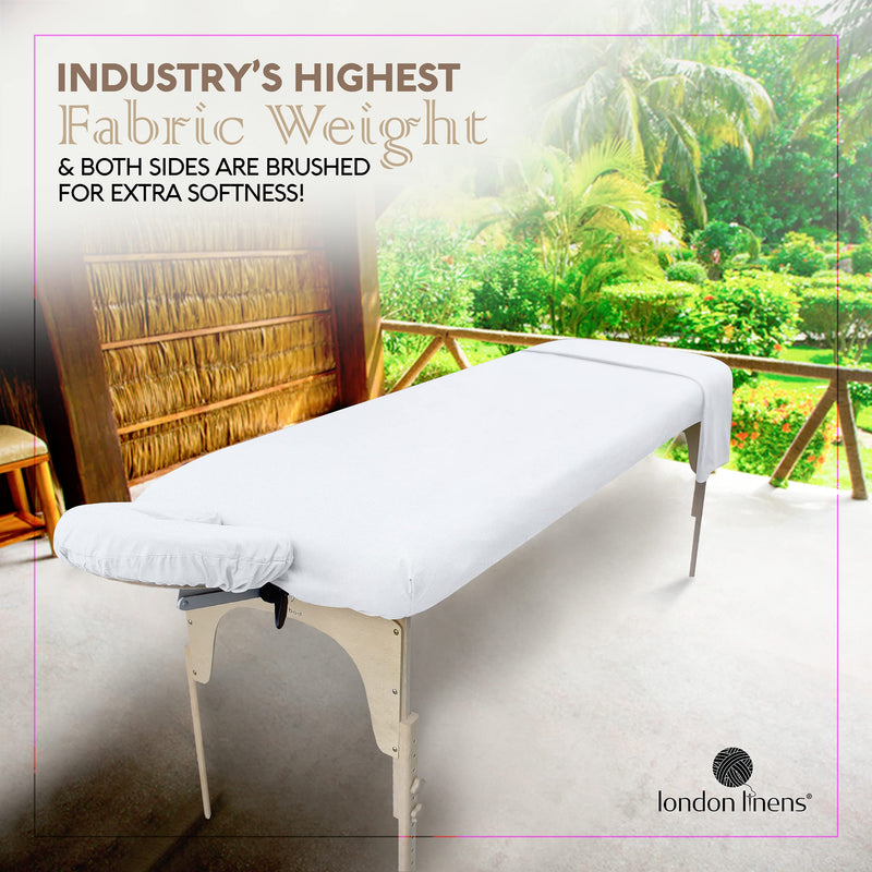 [Australia] - LONDON LINENS Soft Microfiber Massage Table Sheets Set 3 Piece Set - Includes Massage Table Cover, Massage Fitted Sheet, and Massage Face Rest Cover (White) White 