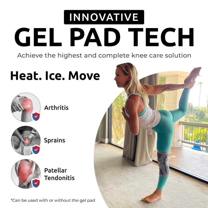 Compression Knee Brace for Men and Women | FSA and HSA approved Patellar Stabilizing Knee Brace for Arthritis Pain, Sprains, Injured Knees, and Sports Injuries | Insertable Hot and Cold Gel Knee Pad Medium