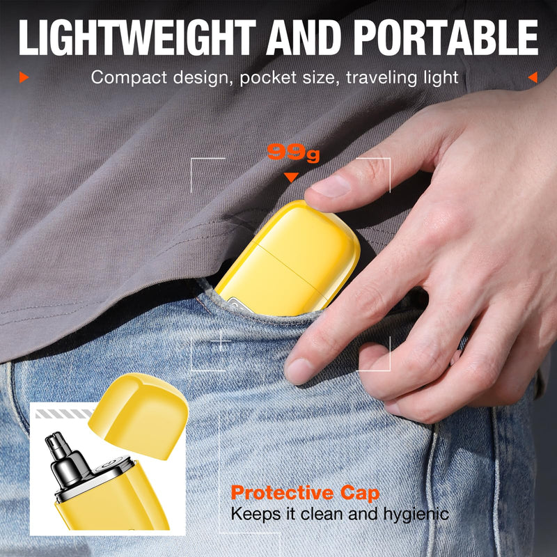 [Australia] - yoose Nose Hair Trimmer, Alloy Portable Painless Nose Hair Trimmer for Men Women, IPX7 Waterproof, Travel Size, USB-C Rechargeable Nose Trimmer with Dust Protection Cap, Dual Edge Blade, Yellow Racing Yellow 