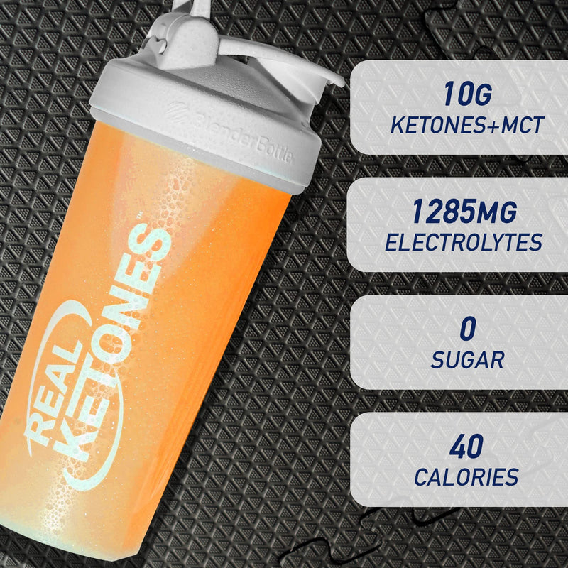 [Australia] - Real Ketones MCT & BHB Exogenous Ketones Drink Mix Packets Elevate Keto Electrolytes Powder Packets No Sugar with 4 Main Electrolytes plus Hydrating Proprietary Keto BHB - 30 Pack Orange Orange Blast 