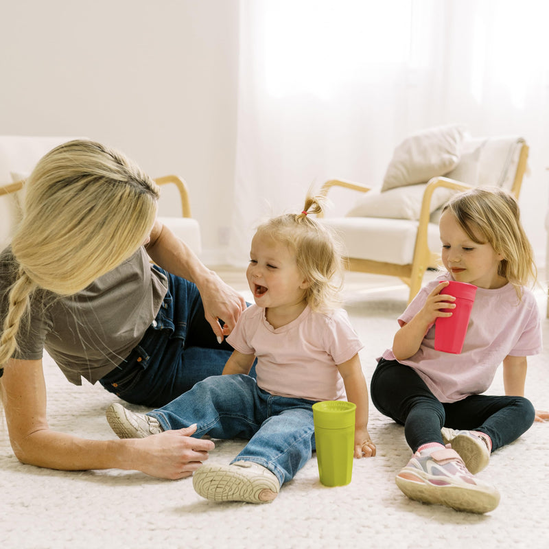 [Australia] - Dr. Brown's Milestones Cheers 360 Spoutless Transition Cup, Travel Friendly and Leak Free Sippy for Babies and Toddlers, Green and Pink, BPA-Free, 10 oz/300 mL, 9m+ 10 Ounces 