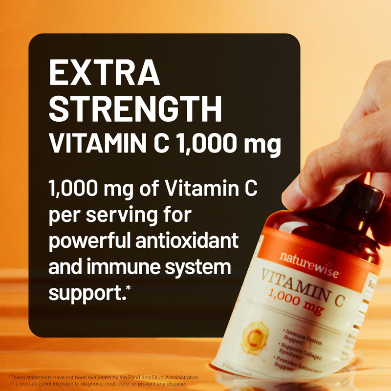 NatureWise Vitamin C 1000mg Capsules - Extra Strength Vegan Vitamin C for Daily Antioxidant & Immune Support - Non-GMO, USA Manufactured - 360 Capsules[360-Day Supply] Unflavored 360 Count (Pack of 1)