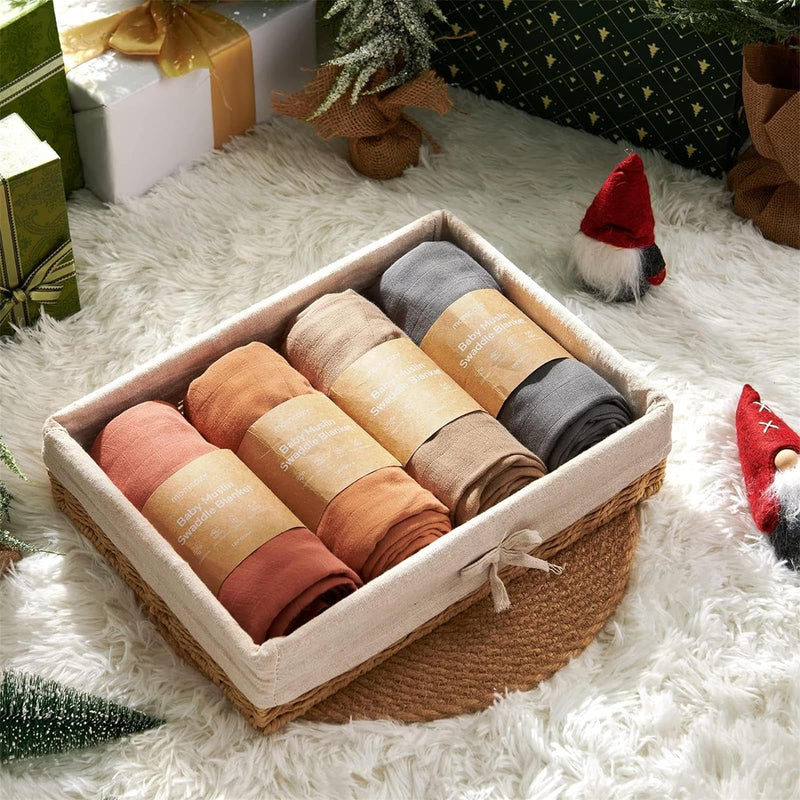 [Australia] - Momcozy Muslin Swaddle Blankets, Swaddle Blanket for Baby Boys and Girls, 4-Pack Breathable and Skin-Friendly Baby Receiving Blankets Swaddle Wrap, Baby Essentials, Registry & Gift, 47 x 47 inches Brown 