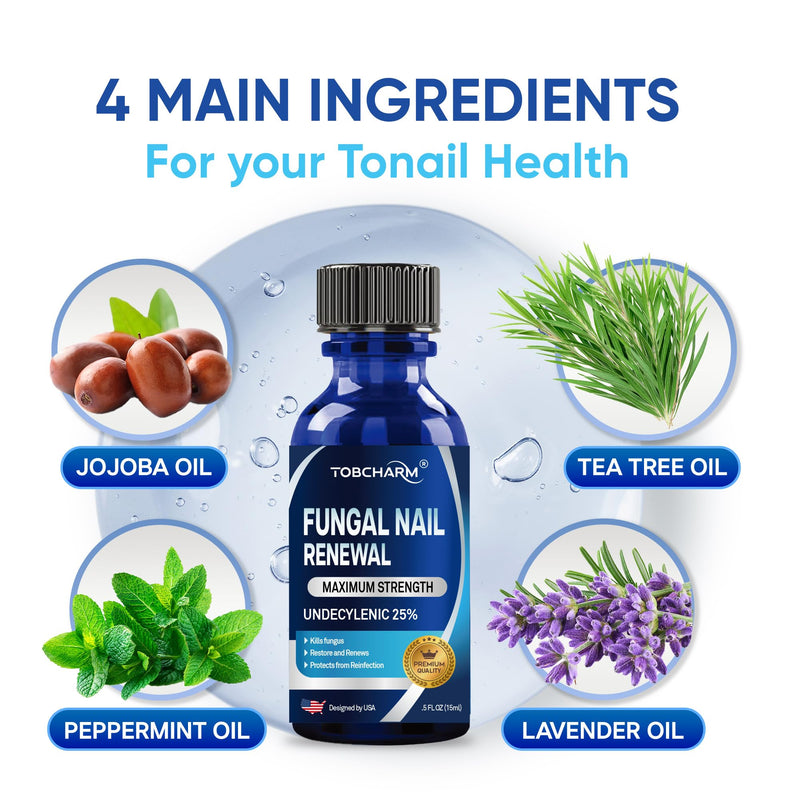Toenail Fungus Treatment Extra Strength with 25% Undecylenic Acid & Tea Tree Oil, Nail Fungus Treatment for Toenail & Fingernails, Antifungal Nail Treatment for Damaged Nails and Thick Toenails- 2Pcs 0.5 Fl Oz (Pack of 2)
