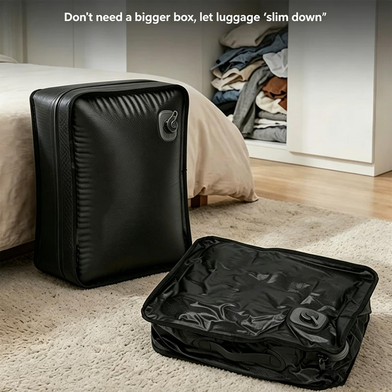 Travel Vacuum Packing Cubes Space Saver with Built-in Pump (Black, 25L) | for Carry-On Suitcase and Backpack, Luggage Compression Storage Bags,IPX8 Waterproof ,180°Open,Reusable Vacuum Seal Pouch Black