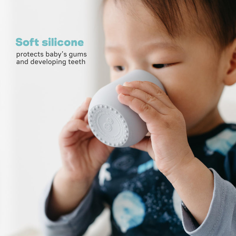 [Australia] - ezpz Tiny Cup (Gray) - 100% Silicone Training Cup for Infants - 4 months + - Designed by a Pediatric Feeding Specialist - Baby-led Weaning Essentials & Baby Gifts 6 Months+ Gray 