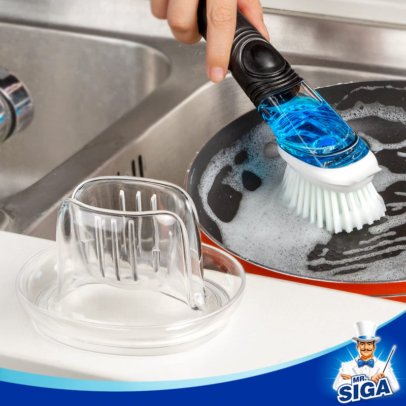 [Australia] - MR.SIGA Soap Dispensing Dish Brush Refills, 4 Pack White 