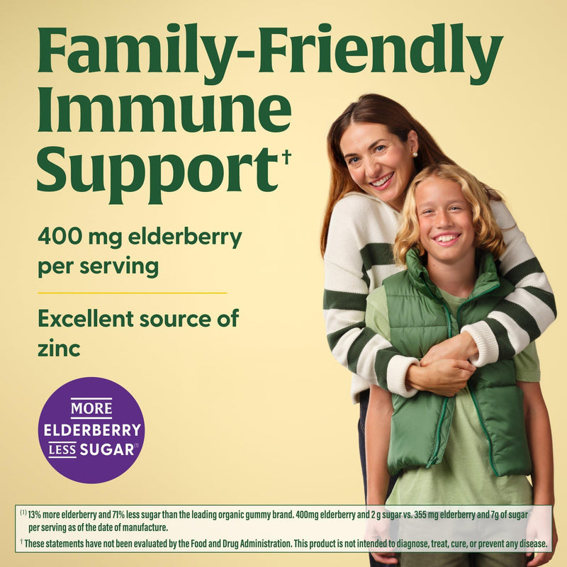 [Australia] - Megafood Elderberry Immune Support Supplement - Vegan Elderberry Gummies for Adults - Made with Zinc and Real Food - Pectin-Based, Gluten-Free, USDA Organic - 54 Gummies, 27 Servings 54 Count (Pack of 1) 