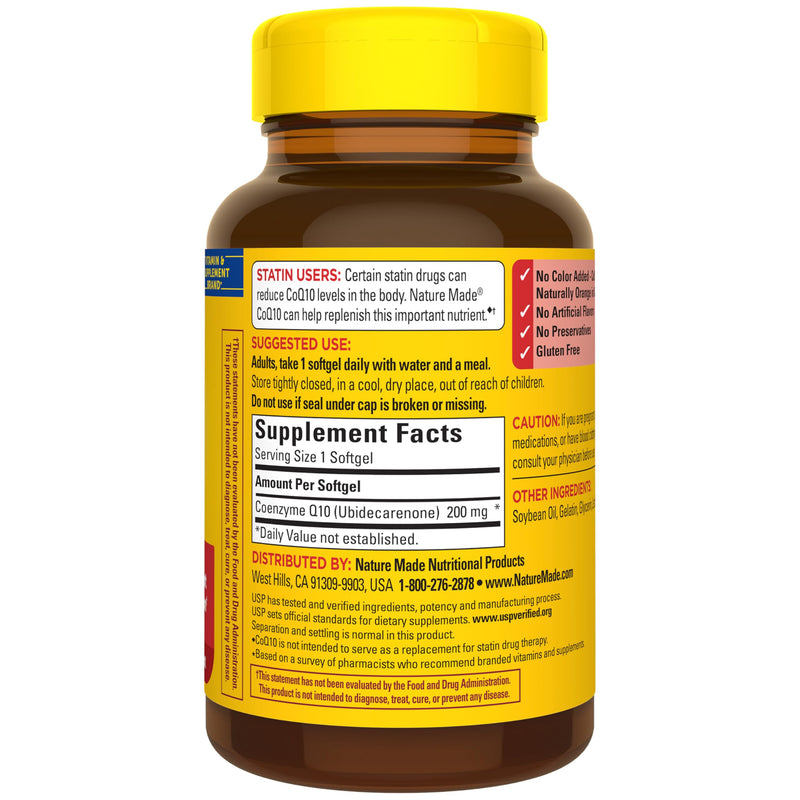 Nature Made CoQ10 200mg Softgels for Heart Health Support, 105 Softgels | Co Q 10 Supplement for Women and Men for Women and Men, Dietary Supplement that Provides Antioxidant Support, 105 Day Supply Unflavored 105 Count (Pack of 1)
