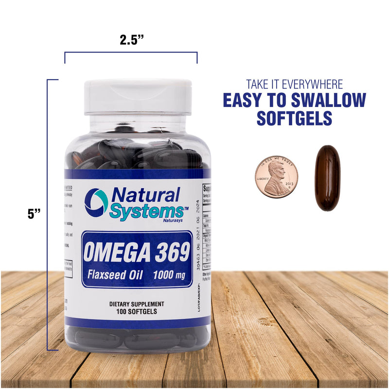 [Australia] - Omega 369 1000 mg 100 Softgels by Natural Systems - Triple Omega 3 6 9 Flax Seed Oil Supplements - Flax Seed Oil Omega 3 6 9 capsules with Essential Fatty Acids - Support Heart and Circulatory Health* 100 Count (Pack of 1) 