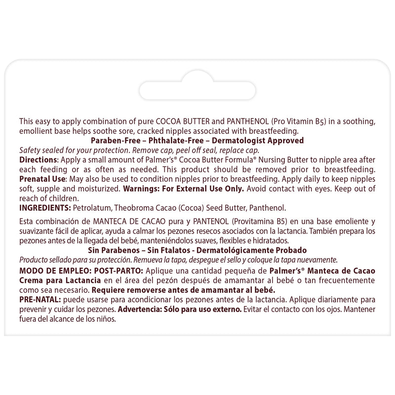 Palmer's Cocoa Butter Formula Nursing Butter for Breastfeeding (1.1 Oz) | Soothing relief for breastfeeding moms to help relieve sore, cracked nipples and leave skin soft. Dermatologically tested. 1.1 Ounce (Pack of 1)