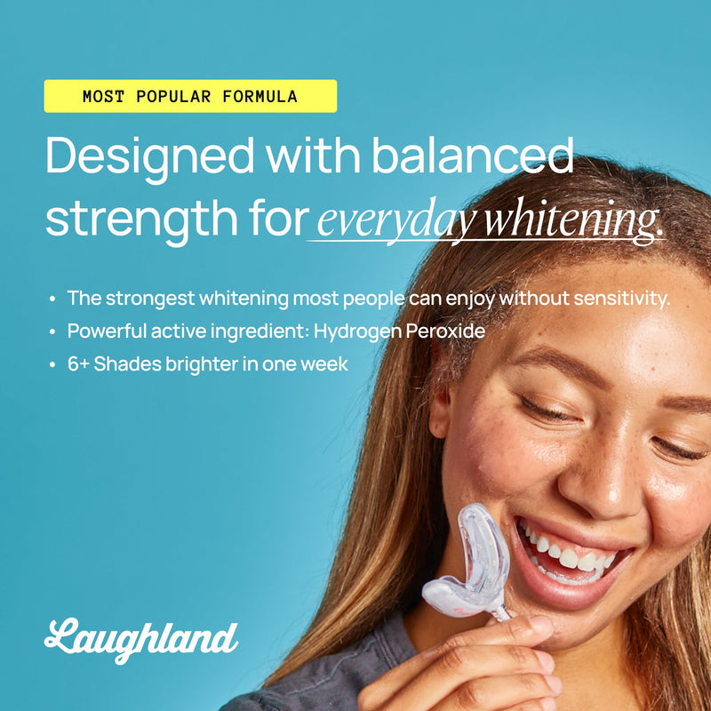 Laughland Original Teeth Whitening Kit, Phone-Powered LED Mouthpiece & 3 Whitening Gel Syringes, 8% Hydrogen Peroxide, Aloe Vera & Mint, for Sensitive Teeth, At-Home Dental Care, 6+ Treatments 1 Count (Pack of 1)