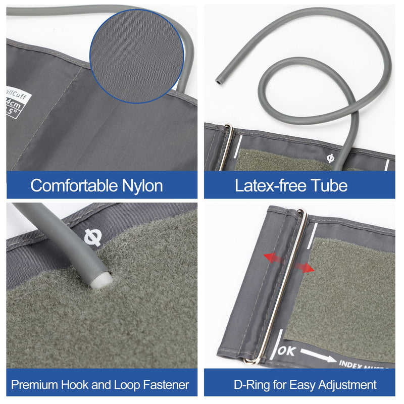 [Australia] - 5.9"-9.5" Small Blood Pressure Cuff Arm - BP Replacement Cuff for Individuals with Thin Tiny Upper Arms, 6 Size Connectors Compatible with Omron and Other Brands, Workable with Your Own Adapter 