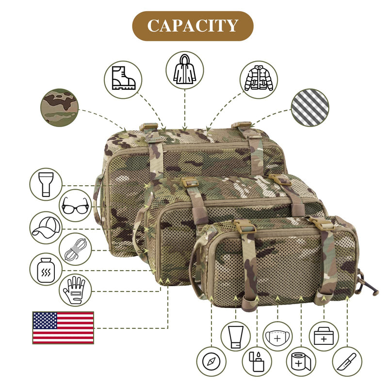 3 PCS Tactical Modular Packing Cubes, Large Capacity Mesh Storage Bag,Outdoor Travel Organize Storage Pouches Bags. camouflage