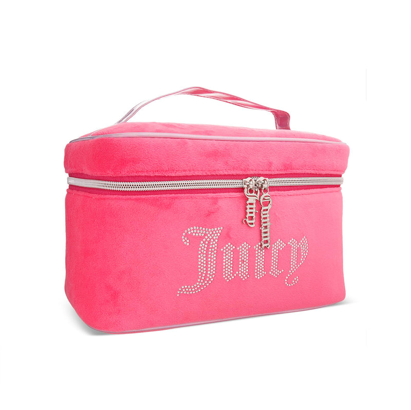 Juicy Couture Pink Rhinestones Makeup Bag Cosmetics Organizer Travel Essentials Set