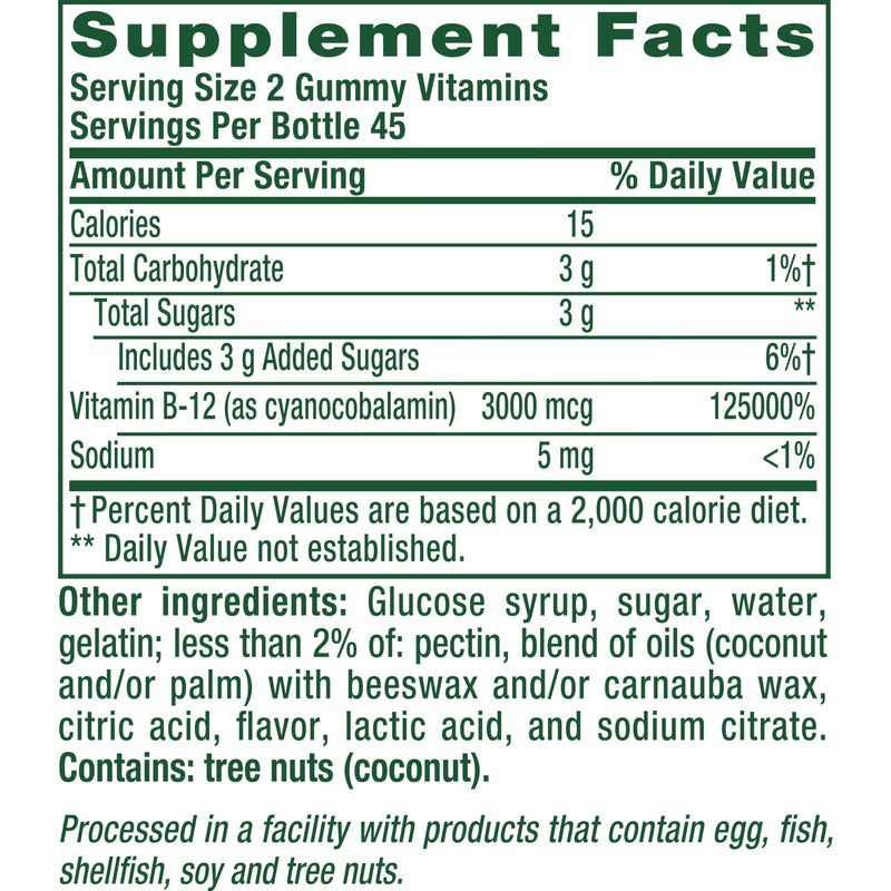 Vitafusion Vitamin B12 Gummies | 3000mcg | 90 Gummy Vitamins | Extra Strength for Women & Men | Cherry Flavor | Gluten and Dairy-Free Supplement