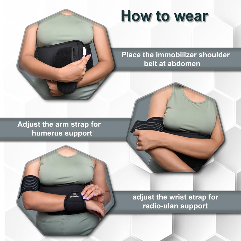 Wonder Care-Left Right Shoulder Immobilizer Arm Sling Elastic Brace for Clavicle Collar Bone Dislocation Subluxation Shoulder stabilizer Compression Brace After Rotator Cuff Surgery Size-5(46"-52")