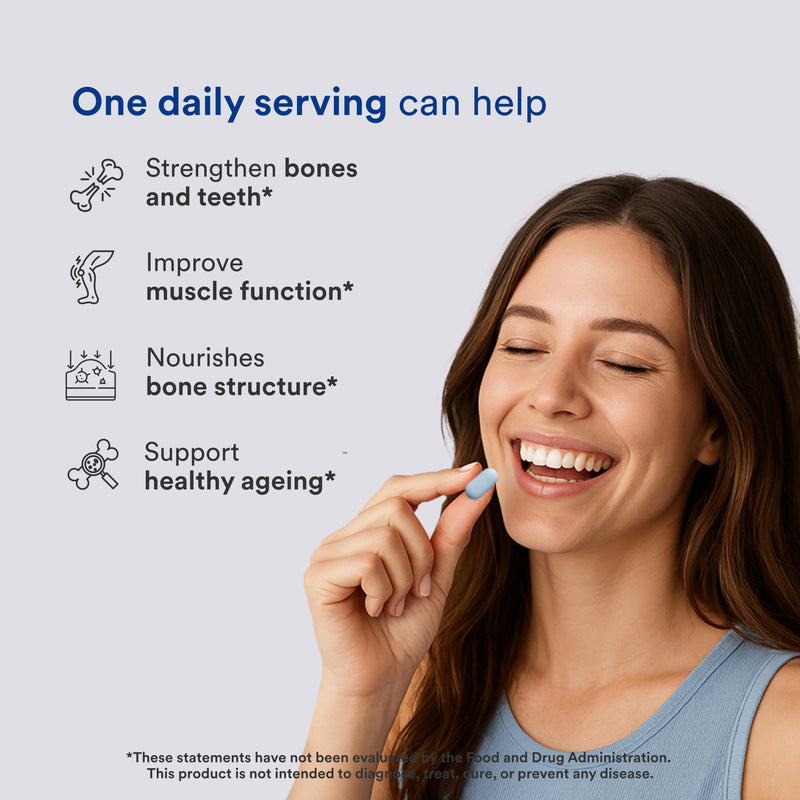 Calcium D3 K2 | Plant-Based Calcium from Red Marine Algae | Non-GMO | GMP Certified | 56 Tablets