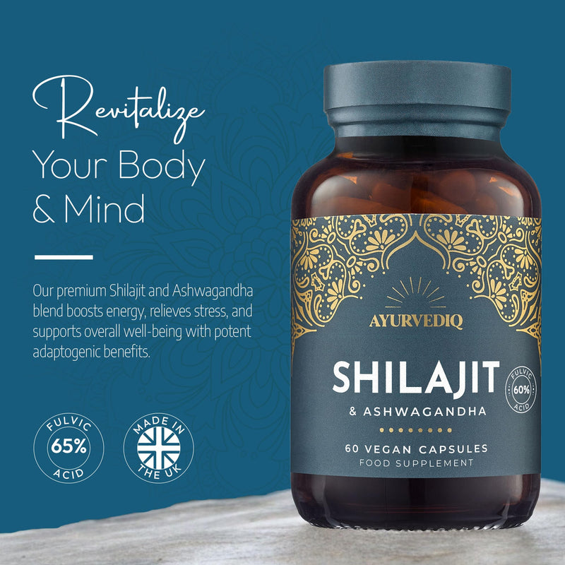Pure Shilajit and Organic Ashwagandha - Himalayan Shilajit with Ashwagandha High Strength Capsules - Ayurveda Products