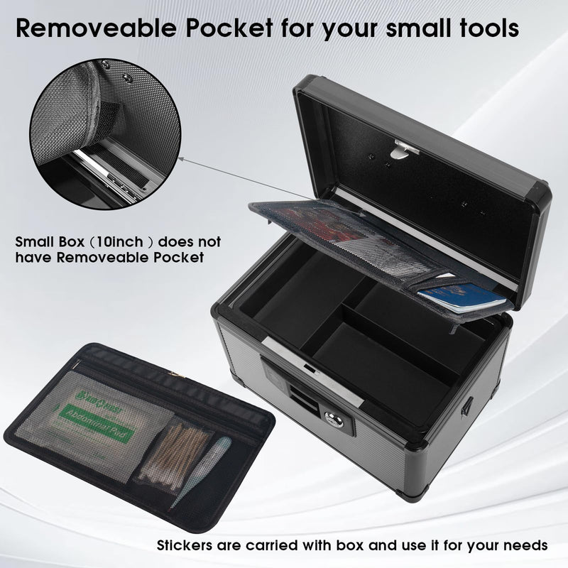 [Australia] - Medicine Lock Box with Key, Alluminum Alloy Box for Medication,First Aid Box with a Removeable Tray to Store Medicines & Pills for Home, Black 12 * 7.68 * 7.87 Inch Medium-12inch 