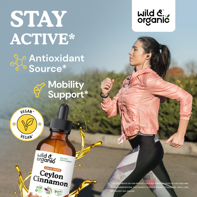 [Australia] - Wild & Organic Ceylon Cinnamon Tincture 500 mg - Liquid Cinnamon Supplements for Overall Support - Cinnamomum Verum Bark Extract - Vegan, Sugar & Alcohol-Free, Non-GMO - 4 fl oz 4 Fl Oz (Pack of 1) 