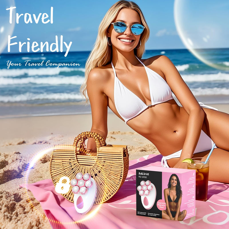 [Australia] - Electric Razors for Women, 7D Rotary Shaver for Legs Bikini Rechargeable, Wet/Dry Hair Removal Kit for Whole Body, Cordless Lady Trimmer Groomer, Wider Shaving Surface, Pink 6900 