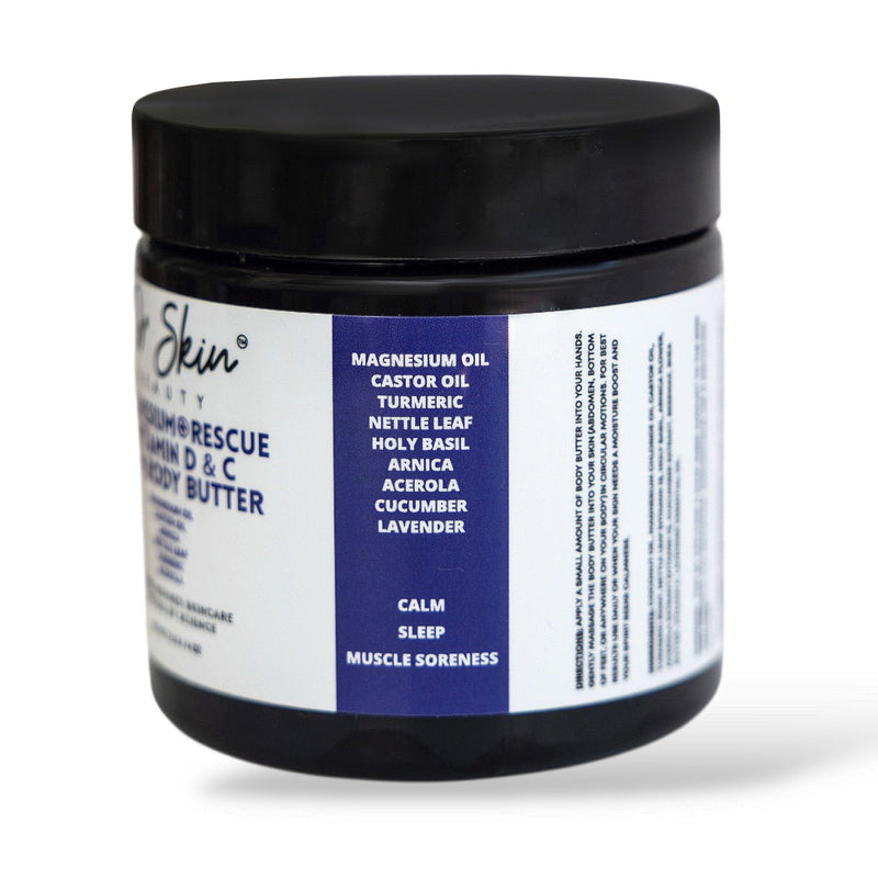 Dr Skin Magnesium + Vitamin D & C Body Butter - Lavender Muscle Relaxer Infused With Magnesium & Castor Oil - Apply Magnesium Cream to Legs, Arms & Chest - USA Made, 4oz (Lavender)