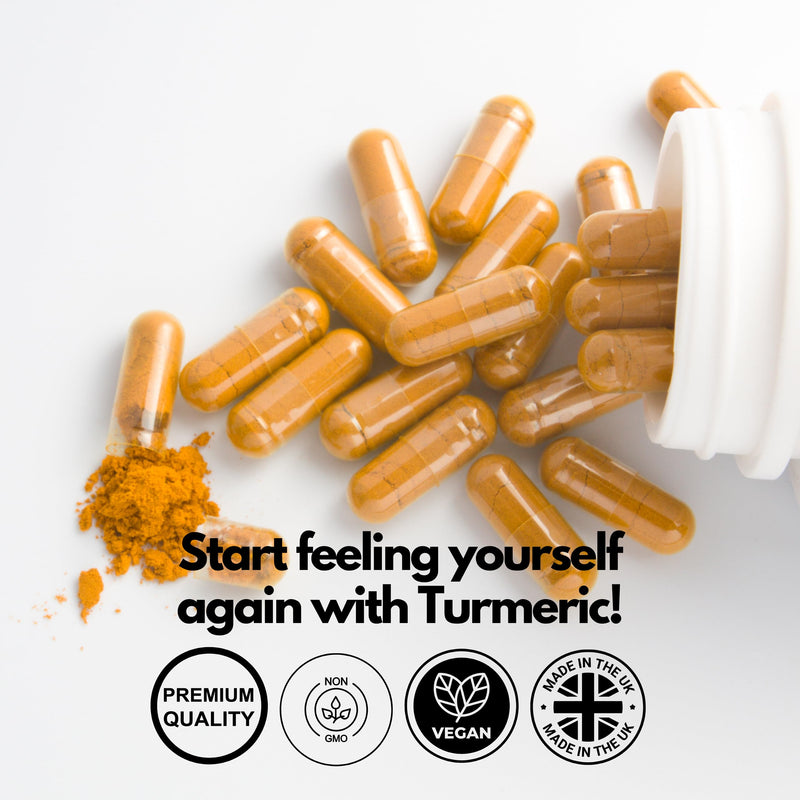 Turmeric & Black Pepper Capsules 10,000mg Per Serving - High Strength Turmeric Curcumin Supplement with Ginger, Ashwagandha, Boswellia & Vitamin C - 95% Curcuminoids - 60 Vegan Capsules