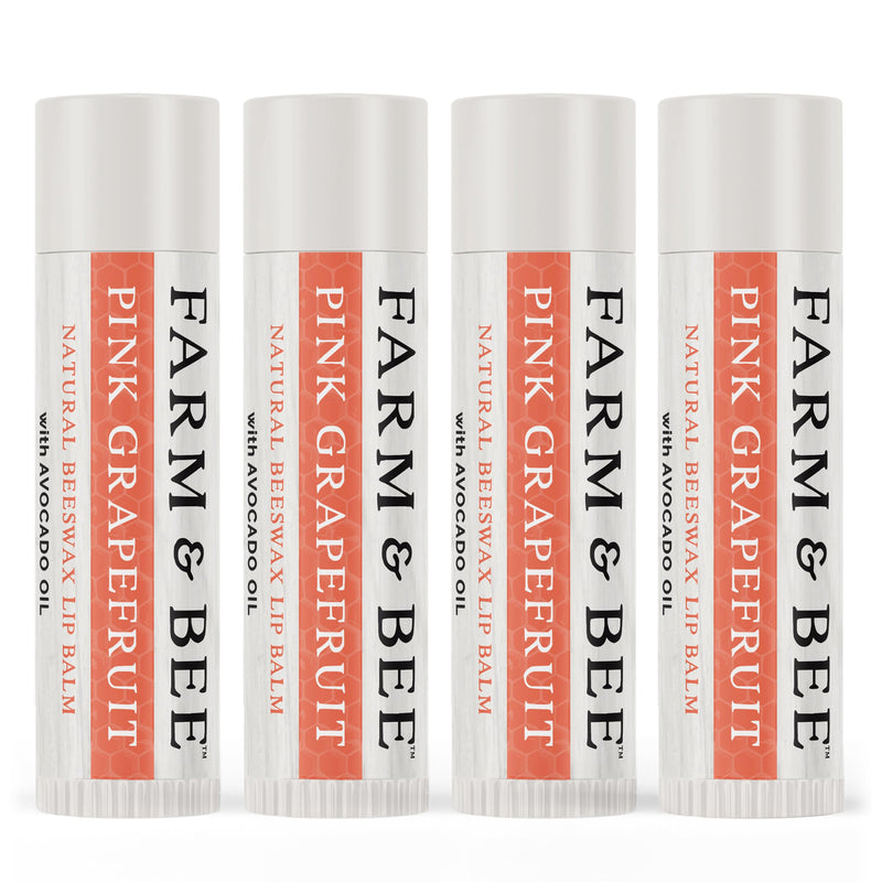 Natural Lip Balm - Organic & Natural Ingredients - Beeswax Based Moisturizing Lip Care Chapstick for Dry Cracked Lips - Great Gift Idea - Farm & Bee - 0.15oz (Pack of 4 - Pink Grapefruit) 1 Count (Pack of 4)