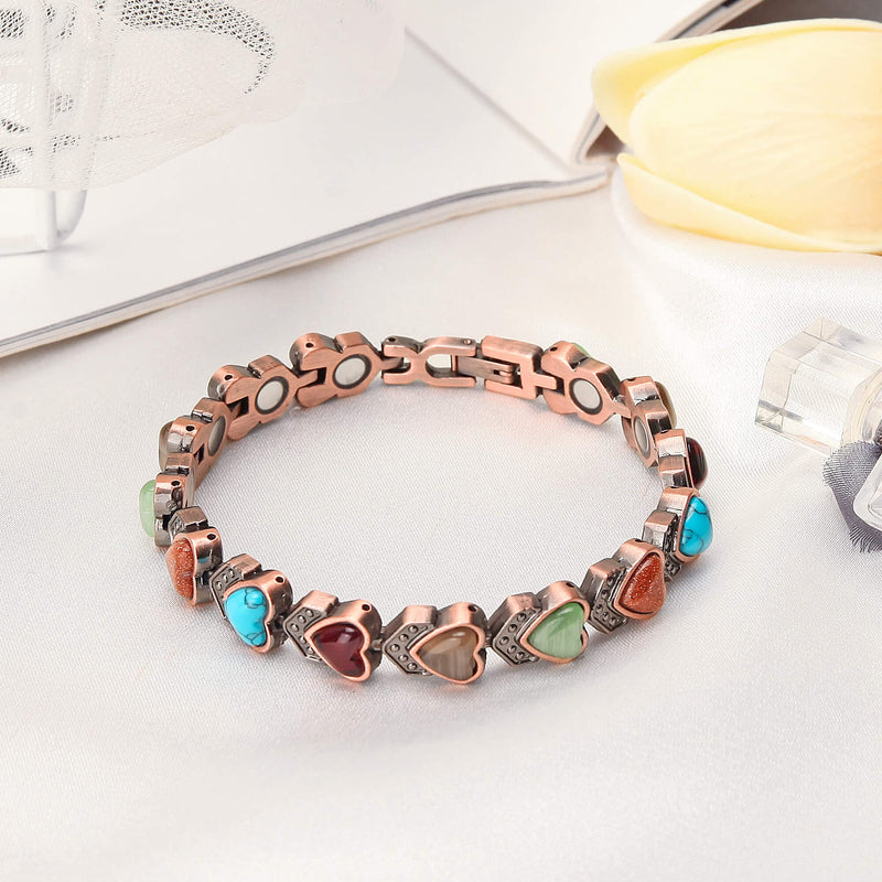 [Australia] - Copper Bracelet for Women, Magnetic Copper Bracelets, Magnetic Turquoise Copper Bracelets with Adjust Tool Heart Shape 