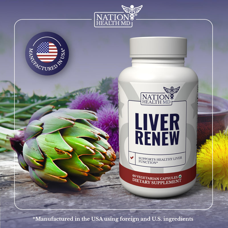 Liver Renew - Liver Cleanse Detox & Repair - Liver Support Supplement with Artichoke Extract, Milk Thisle, Dandelion and Turmeric - 60 Capsules