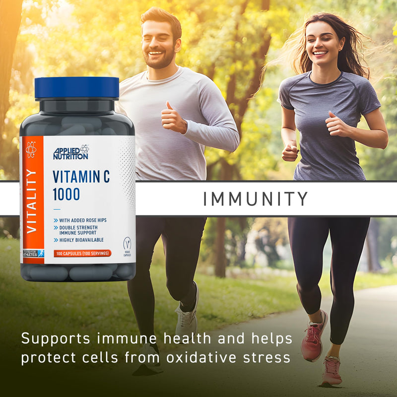 Applied Nutrition - Vitamin C-1000 with Rose Hips - Enhanced Formula - Best Immune Support - Best Antioxidant Protection - Powerful Health Boost (100 Capsules)