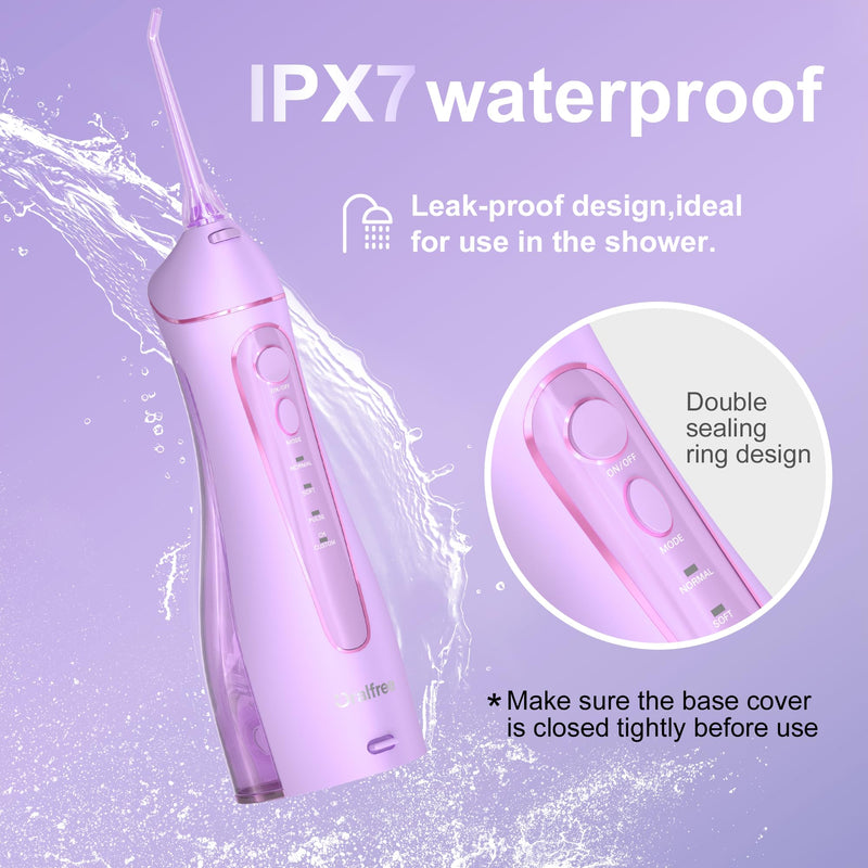 [Australia] - Oralfree Water Dental flosser Teeth Picks - Braces Cordless Oral Irrigator Portable Rechargeable Travel Irrigation Cleaner IPX7 Waterproof Electric Professional Flossing Teeth Cleaning for Home Purple 