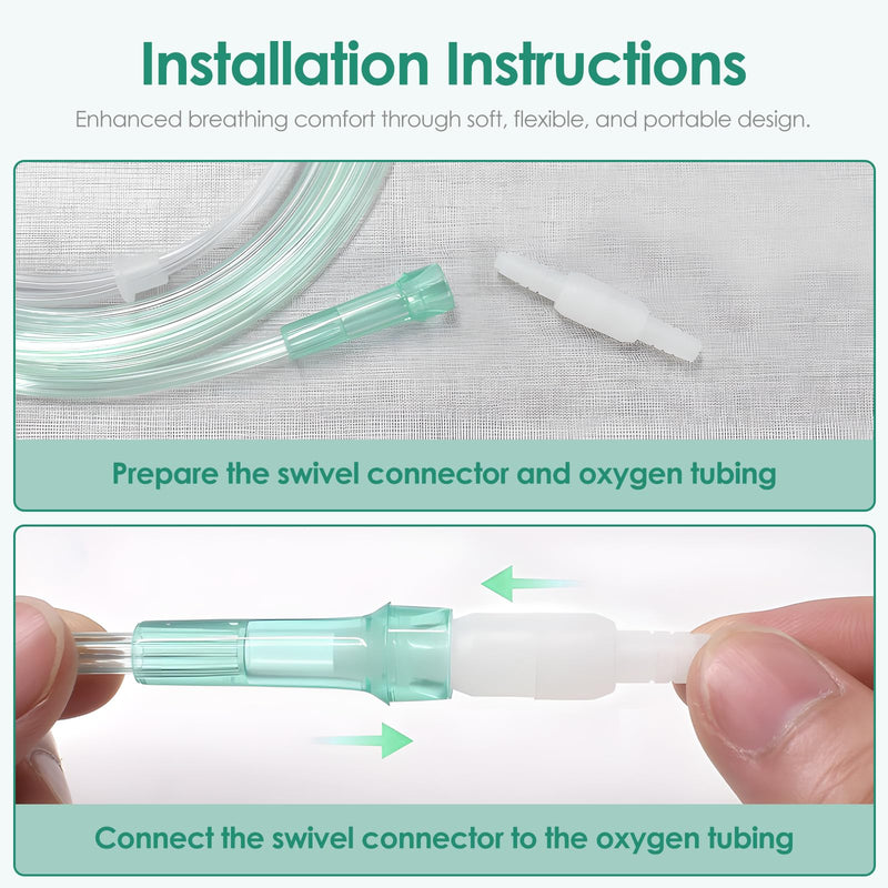 [Australia] - 3 Pack Oxygen Tubing with 2pcs Oxygen Tubing Connector - 7Ft Premium Green Oxygen Tubing Crush Resistant Non-Kinking Oxygen Tubes Green-7ft-3Pack+2pcs 
